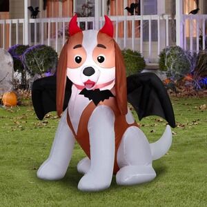 Way To Celebrate Devil Dog 3 Ft Halloween Airblown Inflatable Lights‎ Up Decor
